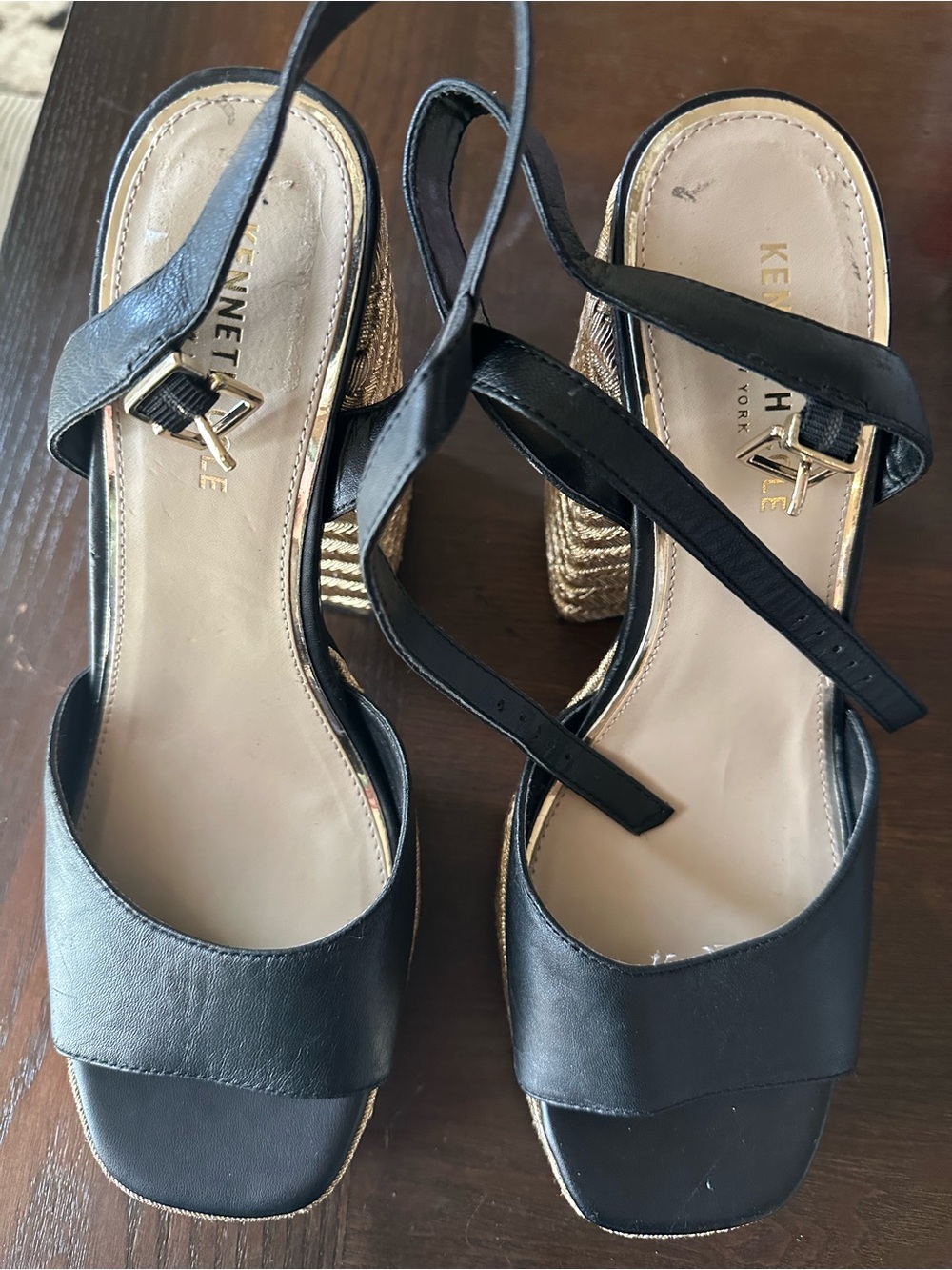 Kenneth Cole Black Platform Espadrille Sandals - Picture 4 of 6